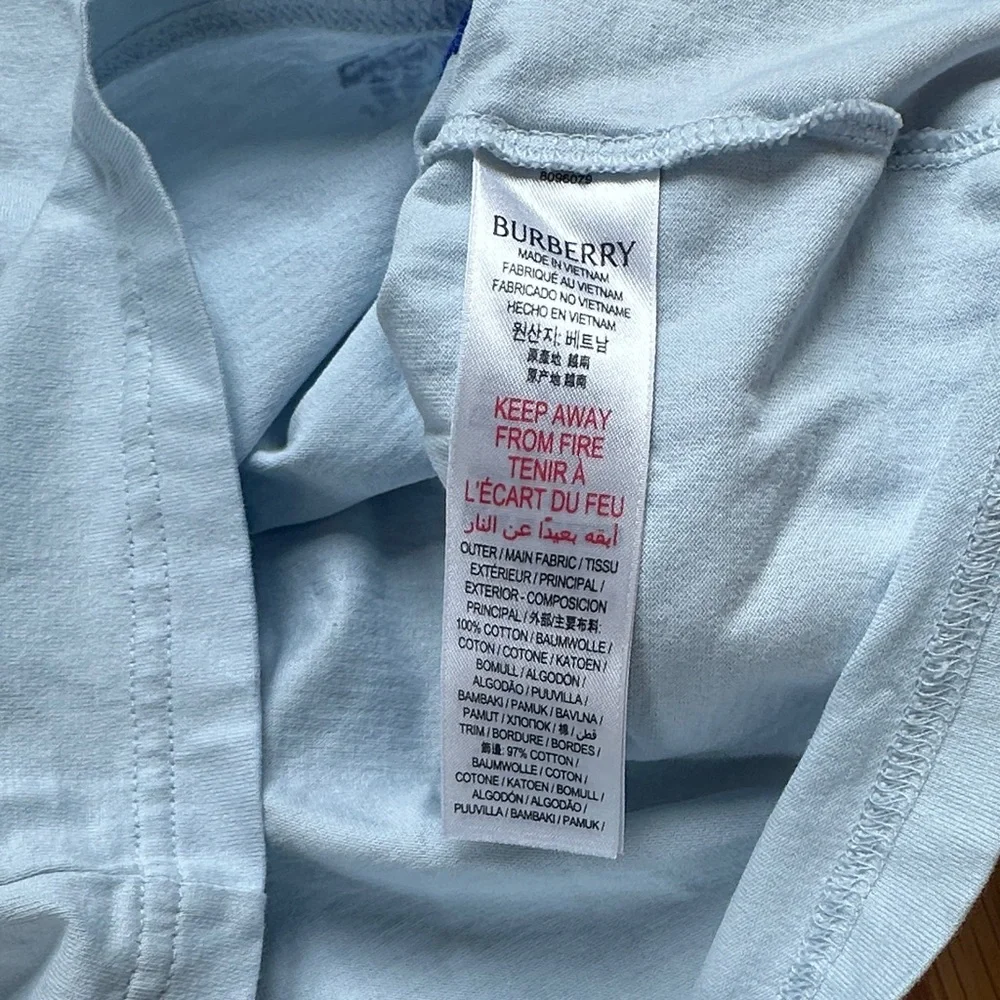 Burberry Light Blue Kids Tee with Navy Graphics - Picture 3 of 5